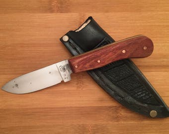 Bushcraft knife - utility knife - high carbon steel knife - Leather sheath