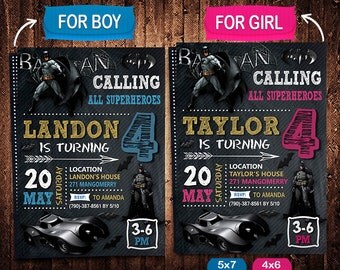 Batman Invitation, Batman Invite, Batman Birthday, Batman Party, Batman Printable, Batman Card, Batman Digital