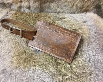 Leather luggage tag