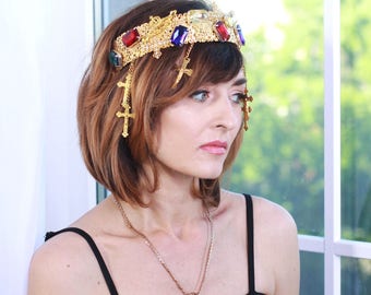 Lady Gaga Crown Lady Gaga "Judas" Jeweled Crown worn by Lady Gaga Gold