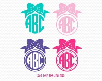 Girl Bow monogram frames SVG, Bow svg, CriCut Files frame Cricut download svg jpg png dxf Silhouette cameo