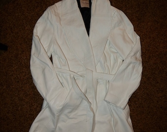 Vintage White Leather Trench Coat