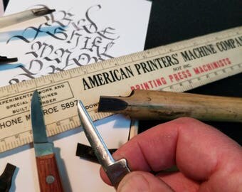 Custom hand-shaped Sheffield Steel (Quill Cutting) Pen Knife w/free goose quill test cut with the very knife