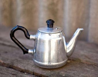 Small metal teapot, Russian teapot, Kitchen home decor, Vintage Soviet design, Tea kettle, Serving houseware, Made in USSR