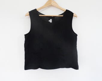 Bubble Linen Crop Top - Natural And Black Polka Dots