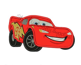 Red Race Car Applique Design