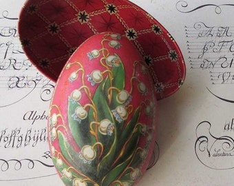 Vintage Tin Metal Easter Egg Container Classical Faberge Design