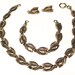Sterling Danecraft Set Necklace Bracelet and Earrings, Parure 1950s 1960s collectible, Nature Theme botanical Lotus Leaves, antique jewelry.