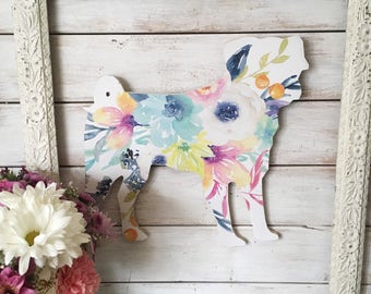 Pug Wall Decor. Pug Gift. wood sign. home gallery. floral print. For pet lovers. gift for pet mom. Dog mom