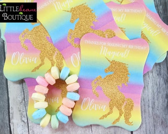 Unicorn Birthday party, Unicorn Stickers, Unicorn labels,Gold Glitter Unicorn,Rainbow Unicorn Stickers,Favors, Gift stickers,Magical unicorn