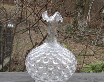 Vintage Bubble Glass Vase - Small Clear Glass Vase - Collectible Glass Vase
