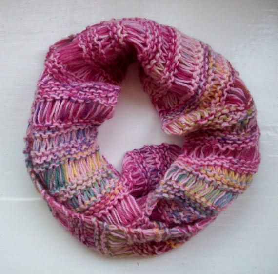 Knitted neck warmer, cosy cowl, warm collar, shades of pink, snood scarf