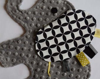 Yellow Elephant Shaped Sensory Lovey Blanket