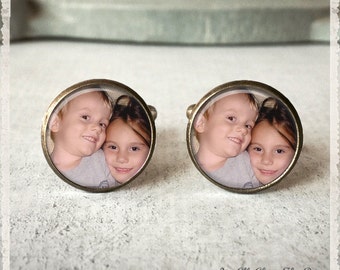 Groomsmen Gift, Custom Photo Cufflinks, Personalized Cufflinks, Custom Cuff LInks, Photo Cuff link, Gift for Groom, Gift for Father, Wedding