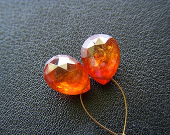 Top Grade Mandarin Garnet Drops - Pair - 7.5x10mm