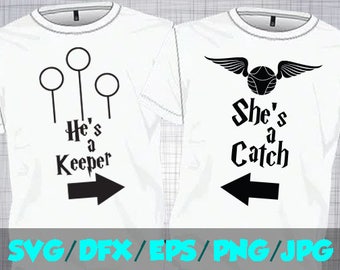 Harry Potter SVG Iron On Decal Cutting File / Clipart in Svg, Eps, Dxf, Png, Jpeg for Cricut Silhouette Couples Catch Couple Hogwarts Keeper