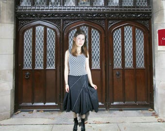 Black White Daisy Dress// Eco Urban Chic// Upcycled Spring Summer// Medium//Tank Top Dress// emmevielle