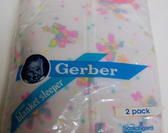 NEW 2 pack Vintage 1989 Gerber Baby Girl Footed Fleece Blanket Sleepers Onesies Pinks 2T Full Zip Front Pony Print