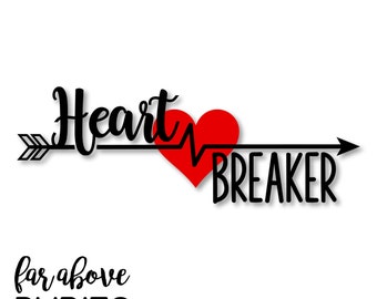 Happy Valentine's Day Heart Breaker Arrow Heart - SVG, DXF, png, jpg digital cut file for Silhouette or Cricut
