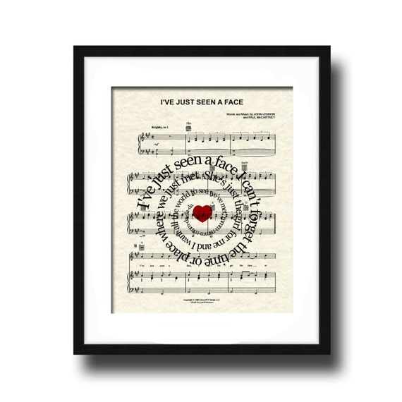 I've Just Seen A Face Song Lyric Sheet Music Art Print