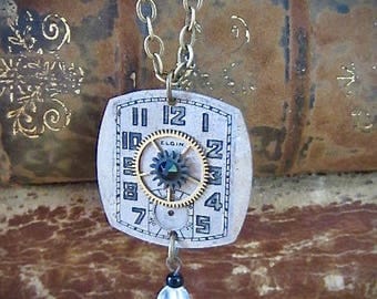 Steampunk Jewelry Necklace - Watch Face - Steampunk Necklace- Repurposed art