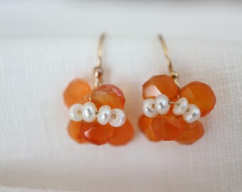 Gold Earrings Orange Viola 14k Gold Filled