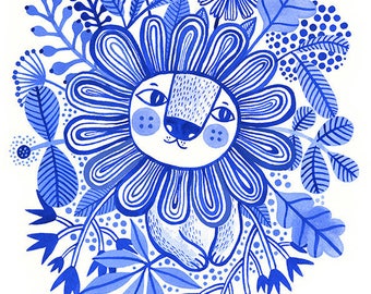 Lion Blues... - limited edition giclee print of an original watercolor illustration (8 x 10 in)