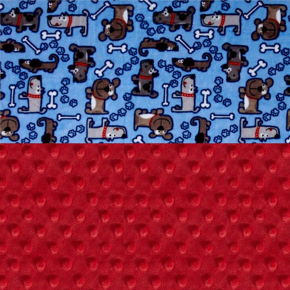 Minky Adult Blanket 60 x 70, Personalized Blanket - Blue Red Dogs Throw // Twin Size // Blue Dog Blanket // Blue Blanket
