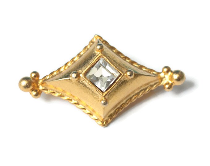 Gerard Yosca Designer Pin Crystal Center Diamond Shaped Vintage