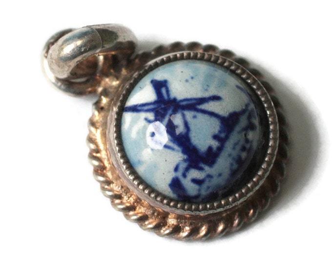 Netherlands Delft Windmill Charm 830 Silver Holland Vintage Gift Idea