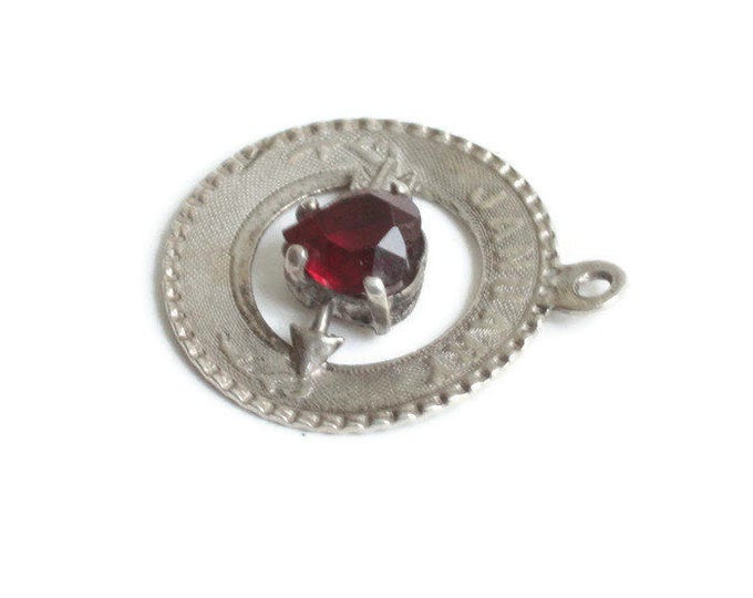 January Birthday Sterling Silver Charm Glass Garnet Bow Arrow Charm for Bracelet