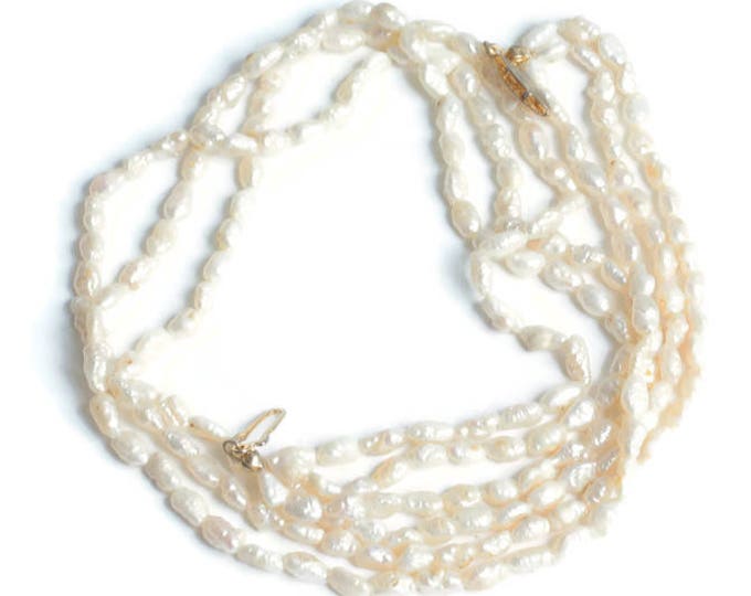 Three Strand Freshwater Pearl Necklace Vintage Wedding Special Occasion