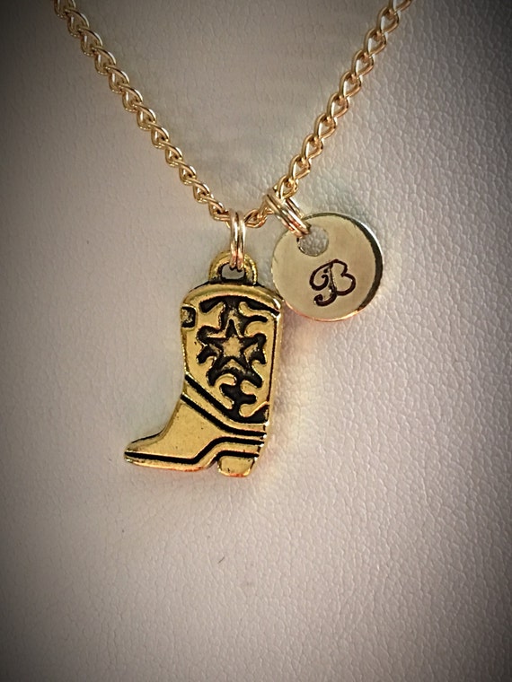 Items similar to Personalized Cowboy/Cowgirl boot charm necklace * Boot