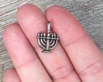 Vintage Menorah Charm Silver Pendant