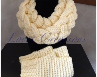 Crochet Cowl and Fingerless Gloves Set