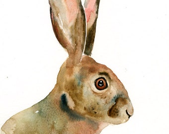 JACKRABBIT Original watercolor painting 8x10inch (Vertical orientation)