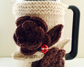 Coffee pot / Cafetiere / Bodum Cosy - in Organic wool and alpaca mix - Size Medium