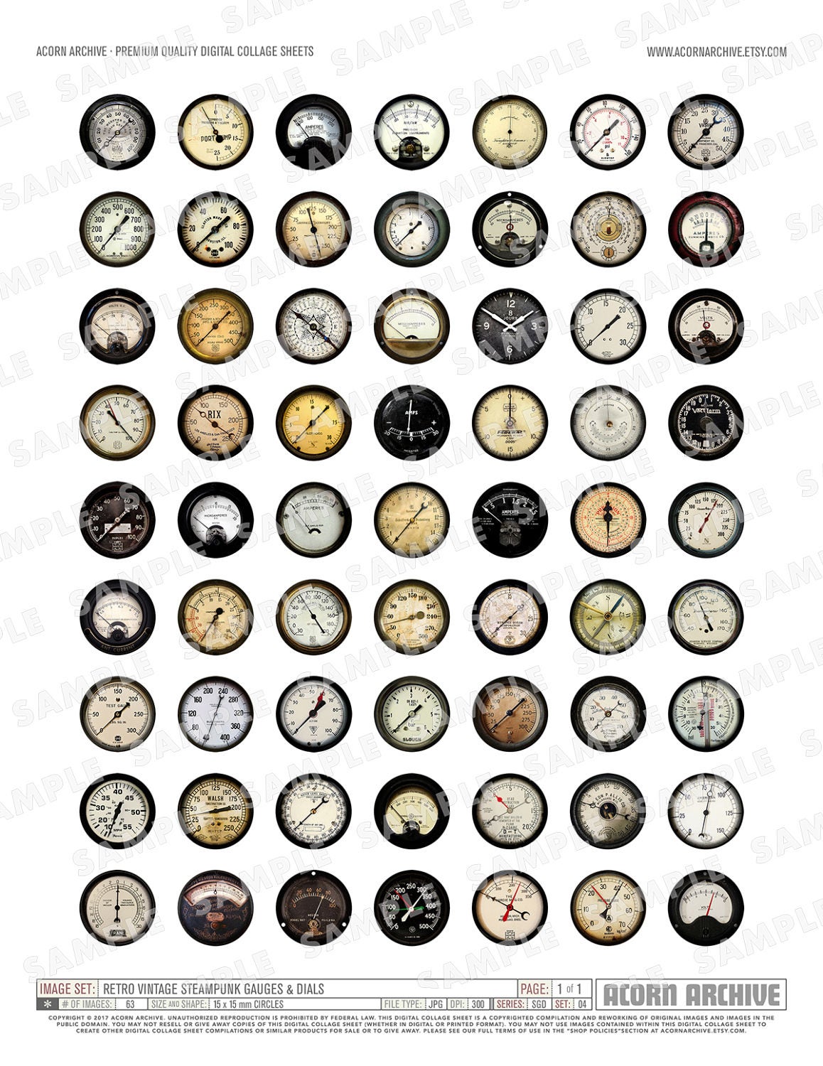 375 Images Vintage Industrial Steampunk Gauges 15in 1in 20mm 15mm