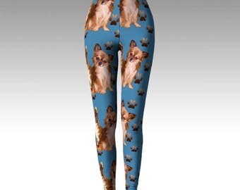 Chihuahuas on Blue leggings