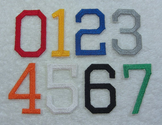 2 Inch College/Varsity Numbers Embroidered Iron On Applique