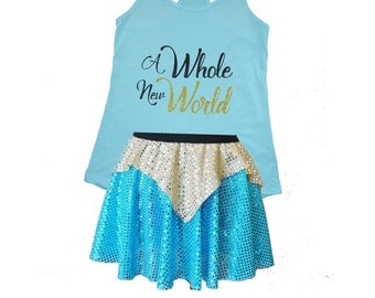 Jasmine Running Costume, Princess Jasmine Costume, Fairy Tale Shirt, Jasmine Tank, Sparkle Skirt, Running Skirt