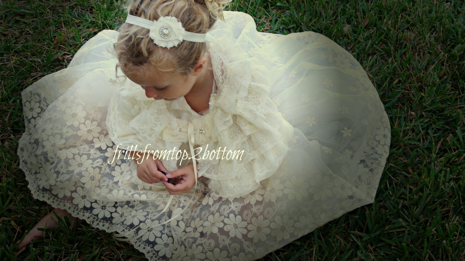 Flower Lace Flower Girl Dress . Lace Halter Top. Tulle Skirt