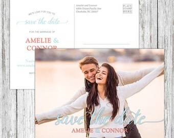 Handwritten Font Personalized Save the Date Postcard, Save the Date Printable, Save the Date Card, Save the Date Magnet, Photo Save the Date