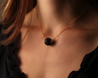 FREE SHIP • Oil Diffuser Necklace Lava Bead Necklace • Aromatherapy Gift Diffuser Jewelry Black Lava Stone •Essential Oil Diffuser Gift Yoga