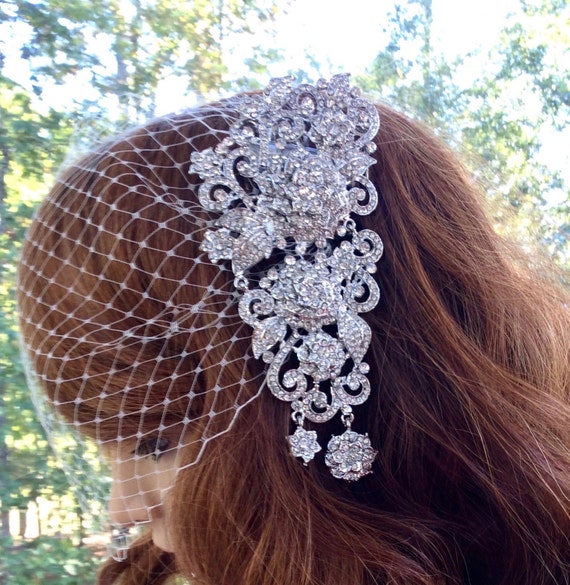 Bridal Birdcage Veil Art Deco Veil Great Gatsby Veil