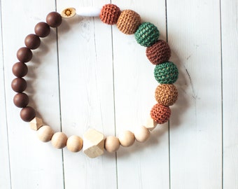 Teething Trifecta - Baby Silicone Teething, Crochet Nursing, Natural Wood Toy - The Number One Toy Your Teether Needs