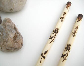 Bamboo Chopsticks with Roses - Gift for Her -Personalizable