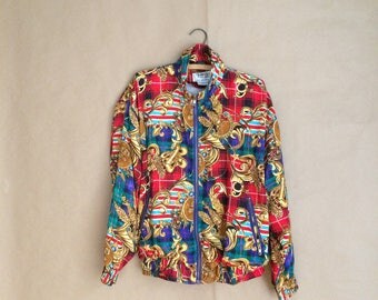 SALE / vintage 90's windbreaker / track jacket / zip up jacket / 90's outerwear / size medium / retro