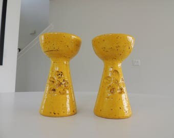 Rosenthal Netter Italian Mid Century BITOSSI Yellow Candle Holders w LABLES