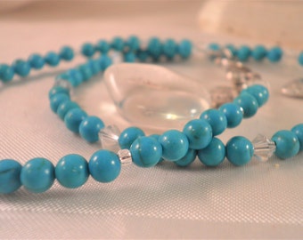 4mm 'TURQUOISE' Magnesite -Throat Chakra -Represents our Ability to Speak our Truth With compassion-Dainty, Beaded Yoga,Reiki Bracelet